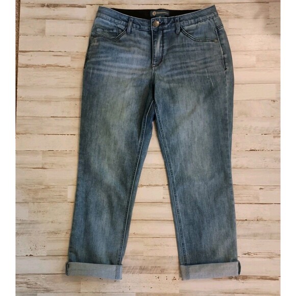 Democracy Size 10 Jeans Ab Solution Girlfriend Straight Ankle Distressed Denim - Picture 1 of 15